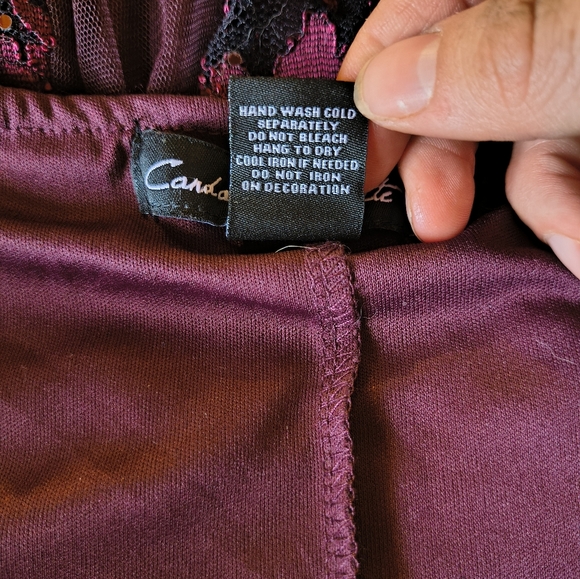 Sleeveless Burgundy Lace Maxi Dress with Scalloped V-Neck - Picture 3 of 4